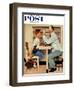 "At the Optometrist" or "Eye Doctor" Saturday Evening Post Cover, May 19,1956-Norman Rockwell-Framed Premium Giclee Print