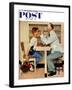 "At the Optometrist" or "Eye Doctor" Saturday Evening Post Cover, May 19,1956-Norman Rockwell-Framed Giclee Print