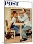 "At the Optometrist" or "Eye Doctor" Saturday Evening Post Cover, May 19,1956-Norman Rockwell-Mounted Giclee Print