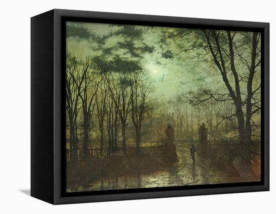 At the Park Gate-John Atkinson Grimshaw-Framed Stretched Canvas