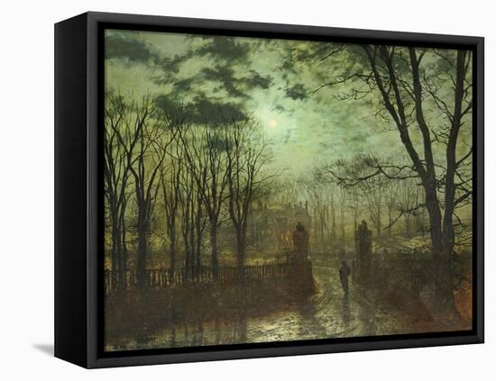 At the Park Gate-John Atkinson Grimshaw-Framed Stretched Canvas