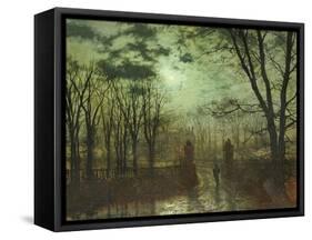 At the Park Gate-John Atkinson Grimshaw-Framed Stretched Canvas