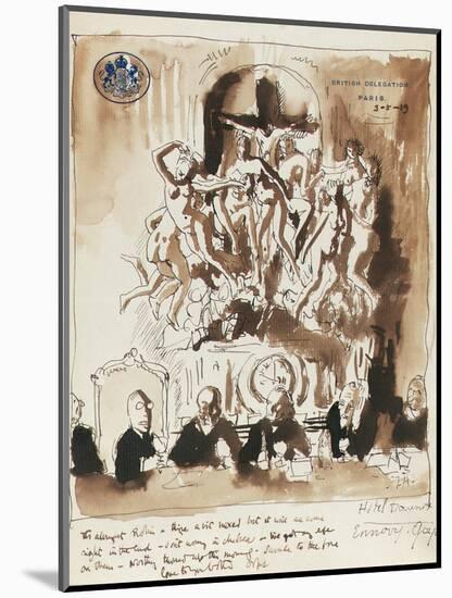 At the Peace Conference, Paris (Pen, Ink and Wash on British Delegation Paris Headed Paper)-Sir William Orpen-Mounted Giclee Print