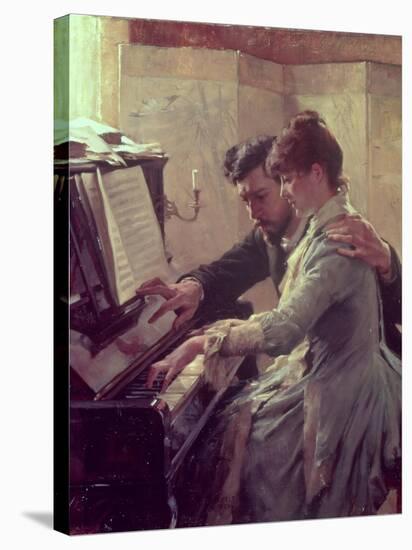 At the Piano-Albert Edelfelt-Stretched Canvas