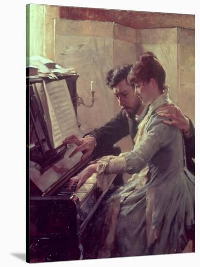 At the Piano-Albert Edelfelt-Stretched Canvas
