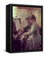 At the Piano-Albert Edelfelt-Framed Stretched Canvas