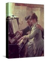 At the Piano-Albert Edelfelt-Stretched Canvas