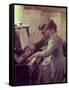 At the Piano-Albert Edelfelt-Framed Stretched Canvas
