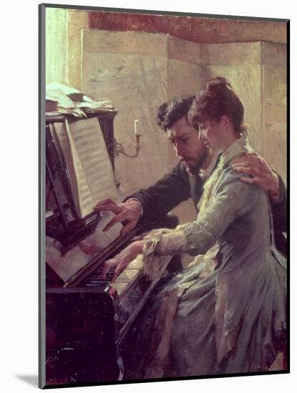 At the Piano-Albert Edelfelt-Mounted Giclee Print