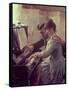 At the Piano-Albert Edelfelt-Framed Stretched Canvas