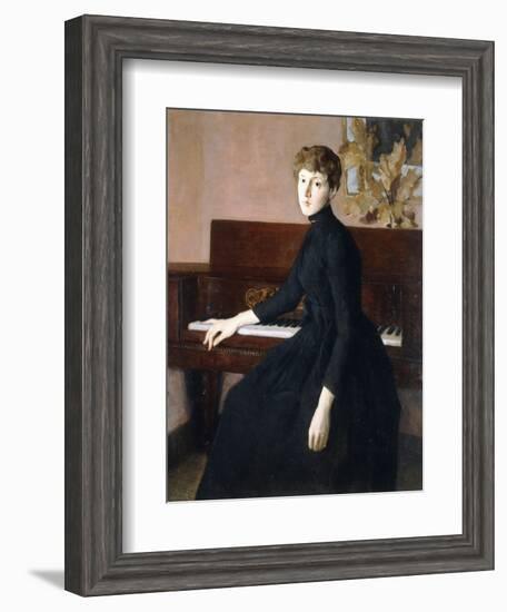 At the Piano-Julian Alden Weir-Framed Giclee Print