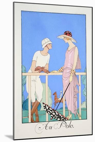 At the Polo, from 'Falbalas and Fanfreluches, Almanach Des Modes Présentes, Passées Et Futures'-Georges Barbier-Mounted Giclee Print