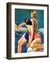 "At the Pool,"August 28, 1937-John LaGatta-Framed Giclee Print