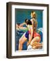 "At the Pool,"August 28, 1937-John LaGatta-Framed Giclee Print