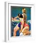 "At the Pool,"August 28, 1937-John LaGatta-Framed Giclee Print