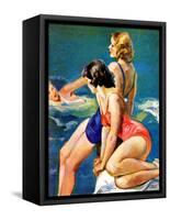 "At the Pool,"August 28, 1937-John LaGatta-Framed Stretched Canvas