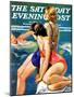 "At the Pool," Saturday Evening Post Cover, August 28, 1937-John LaGatta-Mounted Premium Giclee Print