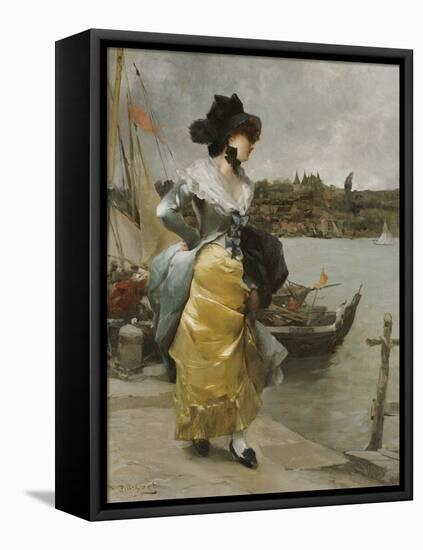 At the Quayside-Emile-auguste Pinchart-Framed Stretched Canvas