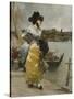 At the Quayside-Emile-auguste Pinchart-Stretched Canvas