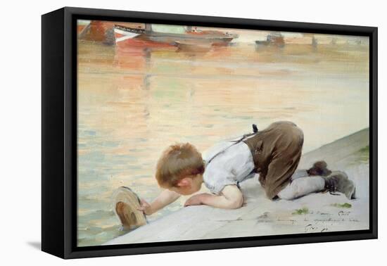 At the Quayside-Henri Jules Jean Geoffroy-Framed Stretched Canvas