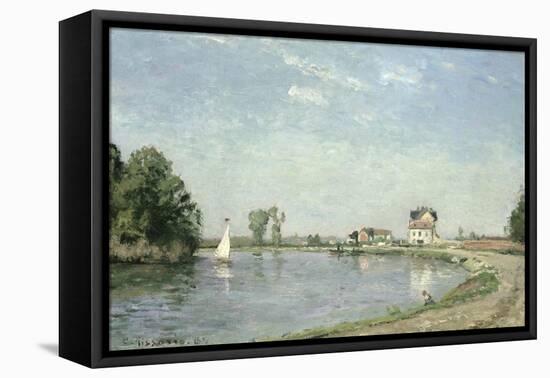 At the River's Edge, 1871-Camille Pissarro-Framed Stretched Canvas