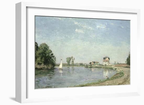 At the River's Edge, 1871-Camille Pissarro-Framed Giclee Print