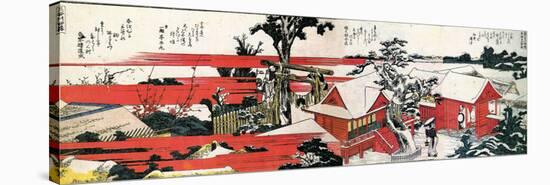 At the Shore of the Sumida River-Katsushika Hokusai-Stretched Canvas