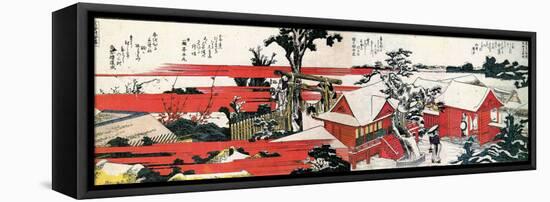 At the Shore of the Sumida River-Katsushika Hokusai-Framed Stretched Canvas