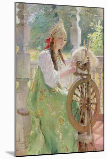 At the Spinning-Wheel-Konstantin Egorovich Makovsky-Mounted Giclee Print