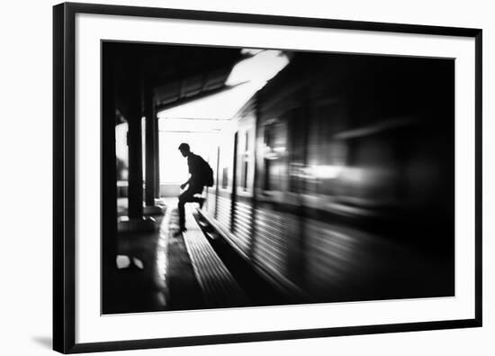 At the Station - Rush Arrival-null-Framed Art Print