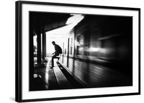 At the Station - Rush Arrival-null-Framed Art Print