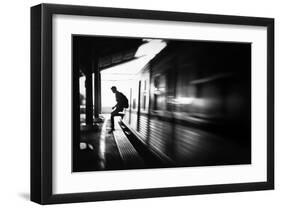 At the Station - Rush Arrival-null-Framed Art Print