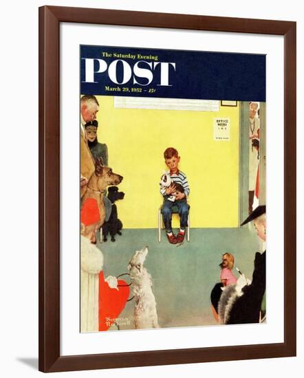 "At the Vets" Saturday Evening Post Cover, March 29,1952-Norman Rockwell-Framed Giclee Print