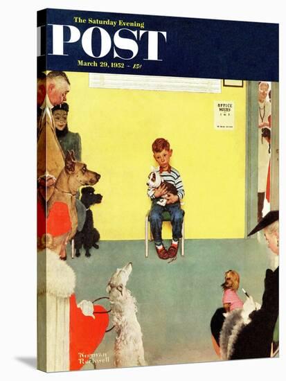 "At the Vets" Saturday Evening Post Cover, March 29,1952-Norman Rockwell-Stretched Canvas