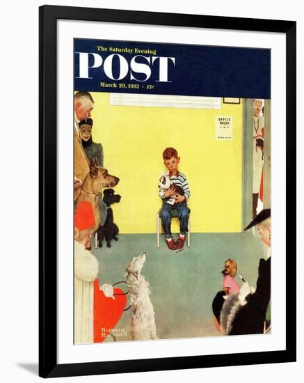 "At the Vets" Saturday Evening Post Cover, March 29,1952-Norman Rockwell-Framed Giclee Print