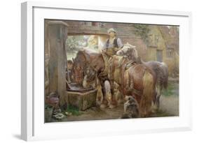 At the Village Pump-Charles James Adams-Framed Giclee Print