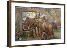 At the Village Pump-Charles James Adams-Framed Giclee Print