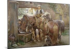 At the Village Pump-Charles James Adams-Mounted Giclee Print