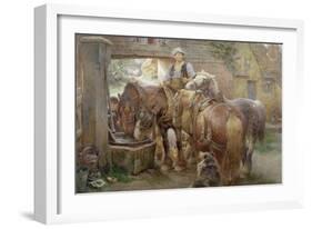 At the Village Pump-Charles James Adams-Framed Giclee Print