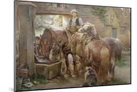At the Village Pump-Charles James Adams-Mounted Giclee Print