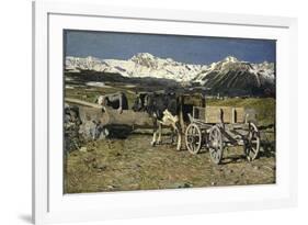 At the Watering Place (Cows in the Yoke), 1888-Giovanni Segantini-Framed Giclee Print