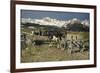 At the Watering Place (Cows in the Yoke), 1888-Giovanni Segantini-Framed Giclee Print