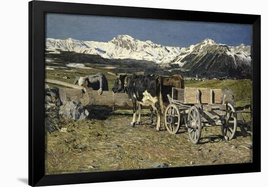 At the Watering Place (Cows in the Yoke), 1888-Giovanni Segantini-Framed Giclee Print