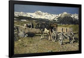 At the Watering Place (Cows in the Yoke), 1888-Giovanni Segantini-Framed Giclee Print