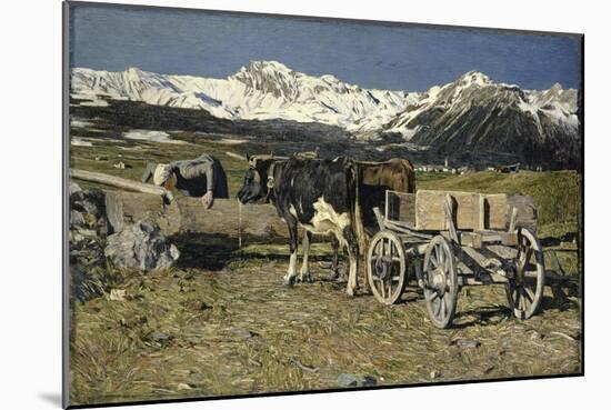At the Watering Place (Cows in the Yoke), 1888-Giovanni Segantini-Mounted Giclee Print