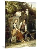 At the Well-Johann Georg Meyer von Bremen-Stretched Canvas