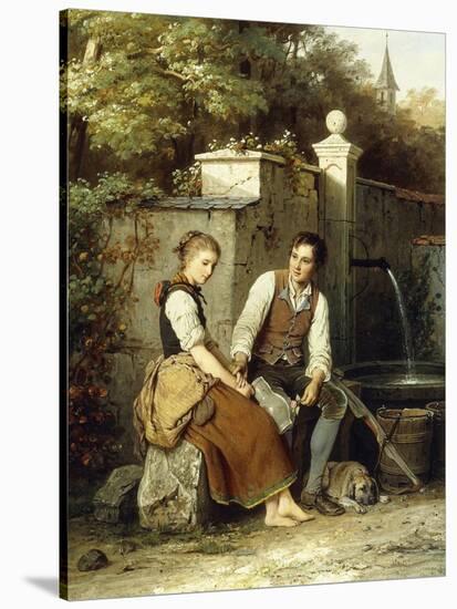 At the Well-Johann Georg Meyer von Bremen-Stretched Canvas