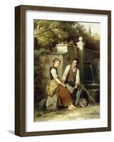 At the Well-Johann Georg Meyer von Bremen-Framed Giclee Print