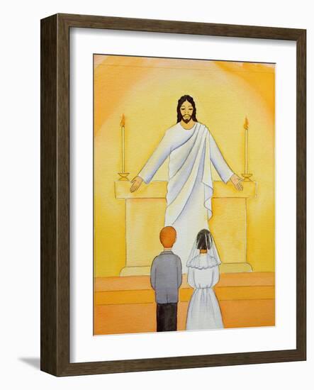 At their First Holy Communion Children Meet Jesus in the Holy Eucharist, 2006-Elizabeth Wang-Framed Giclee Print