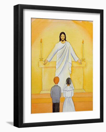 At their First Holy Communion Children Meet Jesus in the Holy Eucharist, 2006-Elizabeth Wang-Framed Giclee Print